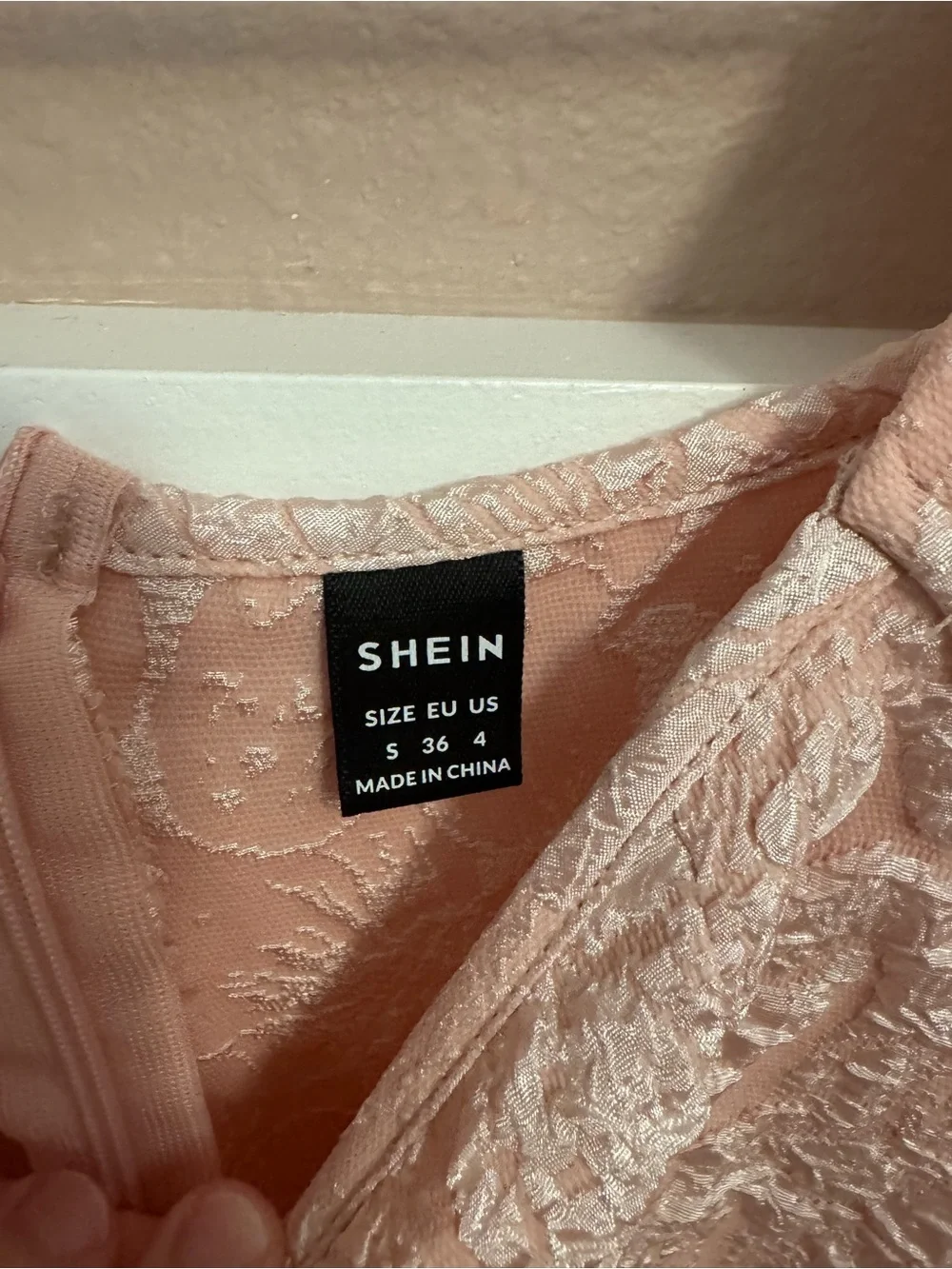 Textured Blush Pink Long Sleeve Mini Dress